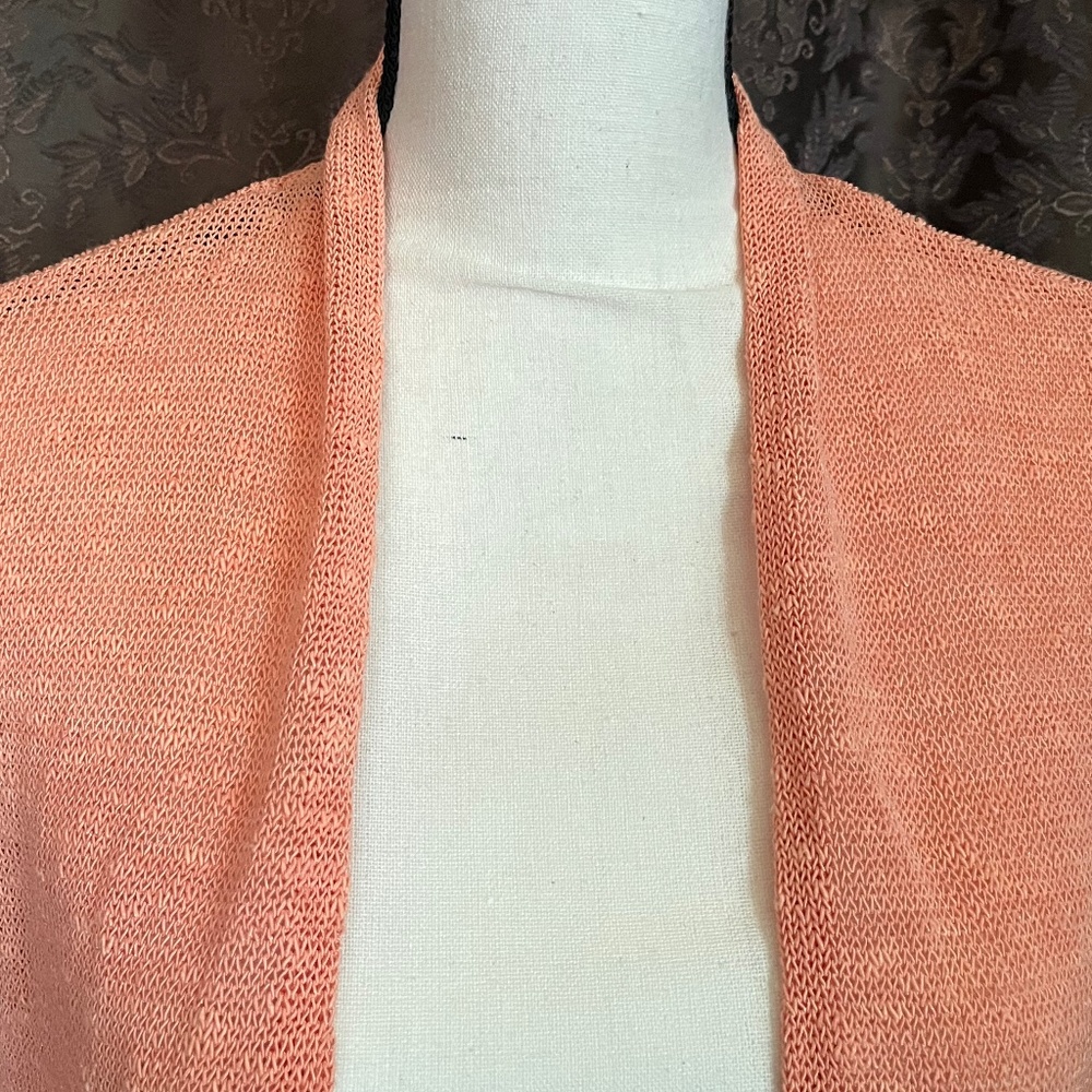 Eileen Fisher Linen Blend Cardigan  Orange Melon/Creamsicle Shade  Petite Small